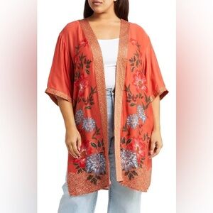 Dr2 by Daniel Rainn Floral Border Print Duster Size 1X